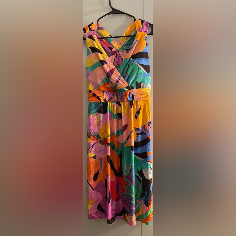 Soma Vibrant Multicolor Cross-Back Midi Dress